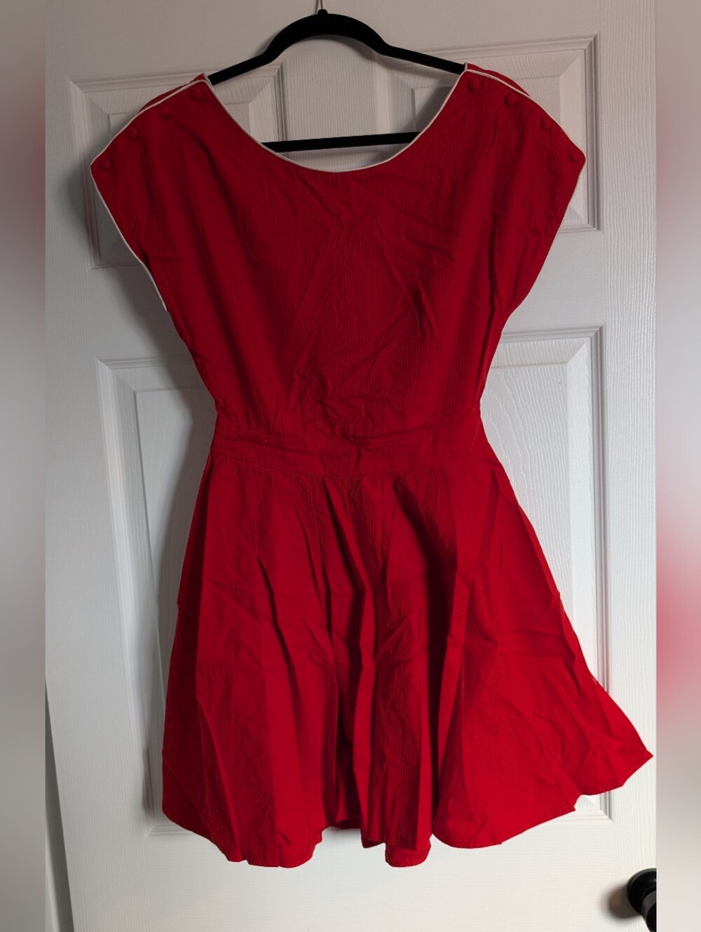 Red Fit-and-Flare Women’s Dress - Classic Scoop Neck